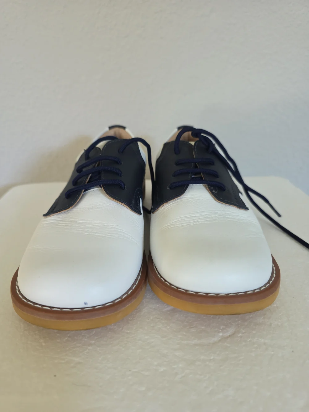 Elephantito White and Navy Lace-Up Oxfords